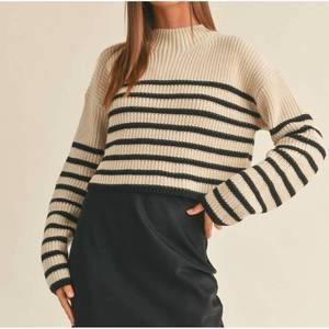 NEW MIOU MUSE striped pattern sweater in mocha/black